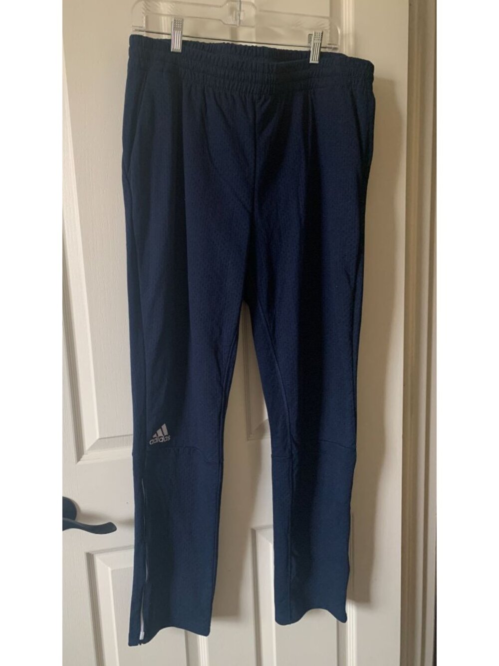 Adidas size XL Climalite Navy Blue Athletic Pants With Zippered Ankles & Elastic